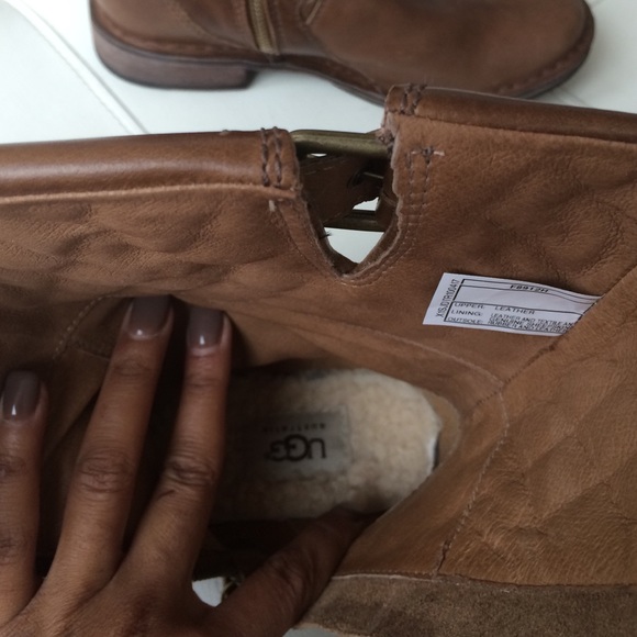 Brown Leather Ugg Moto Style Boots 👞✨ - Picture 3 of 4